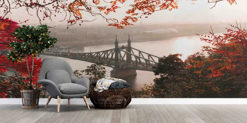 秋の街並みの壁紙を印刷: エレガントな都会の秋の装飾