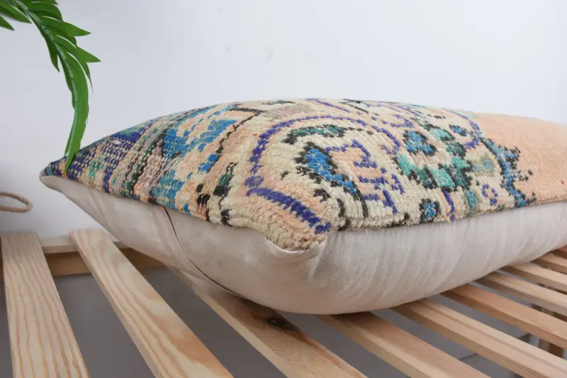 Christmas Pillow, Cushion Case, Retro Throw Pillow Sham, Throw Kilim Pillow, 16x43 Blue Pillow Sham, Interior Designer Pillow, Turkish Pillow - 6