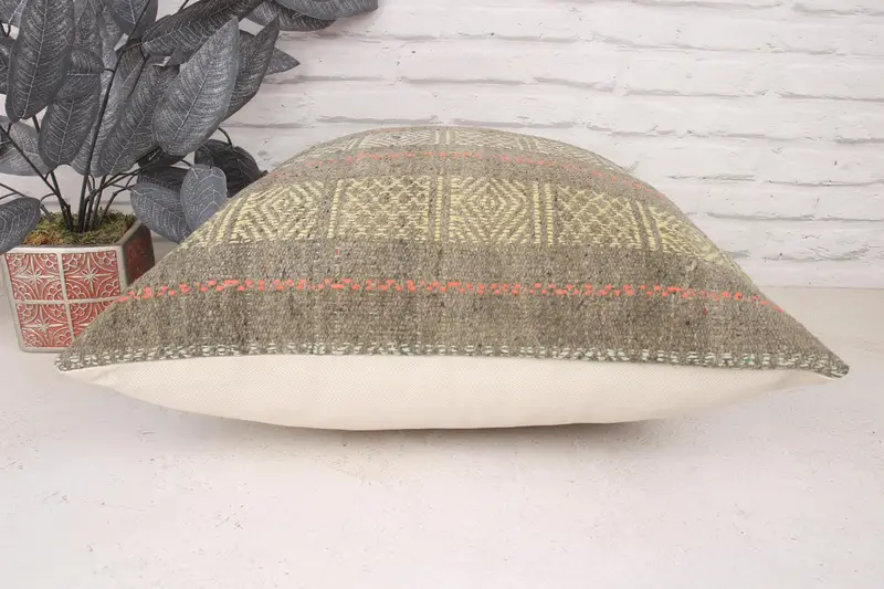 20x20 Yellow Cushion, Pillow for Sofa, Wool Kilim Pillow Pillow Case, Cushion Cover, Interior Designer Pillow, Turkish Kilim Pillow - 5