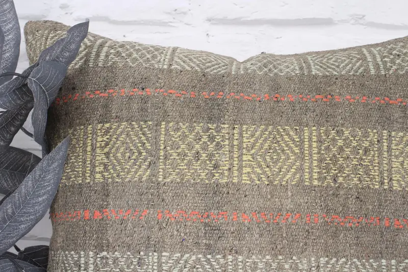 20x20 Yellow Cushion, Pillow for Sofa, Wool Kilim Pillow Pillow Case, Cushion Cover, Interior Designer Pillow, Turkish Kilim Pillow - 2