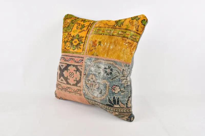 Shabby Chic Cushion Case, Vintage Kilim Pillow, Home Decor Pillow, 24x24 Yellow Pillow Case, Interior Designer Pillow, Cushion Case - 3