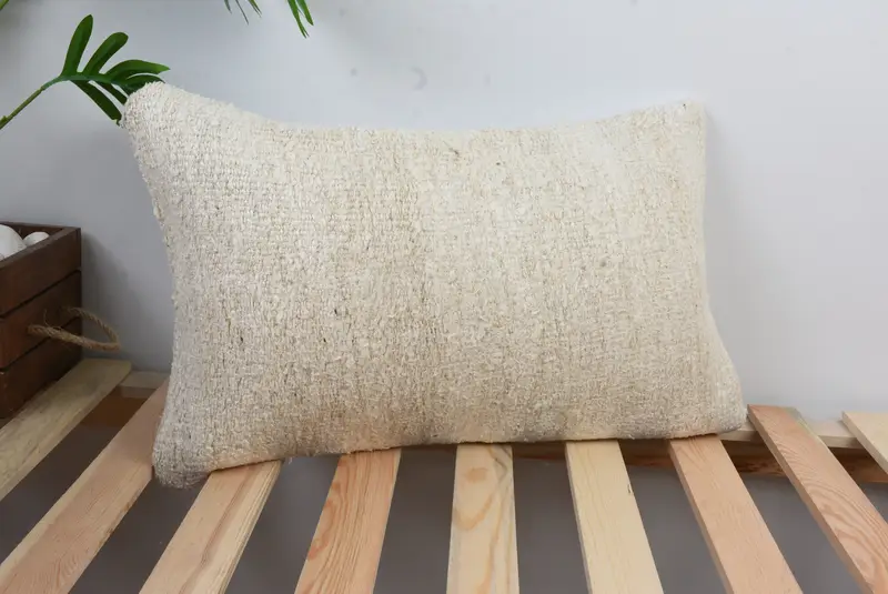 Vintage Kilim Throw Pillow, Pillow, Ethnical Kilim Rug Pillow, Antique Pillows, Ikat Pillow Case, 12x20 White Cushion Cover - 4