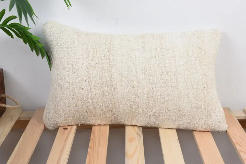 Vintage Kilim Throw Pillow, Pillow, Ethnical Kilim Rug Pillow, Antique Pillows, Ikat Pillow Case, 12x20 White Cushion Cover - 1