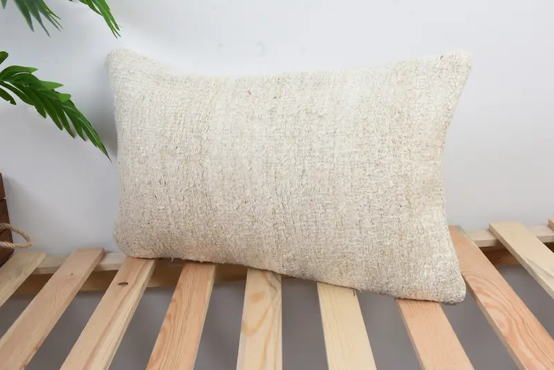 Vintage Kilim Throw Pillow, Pillow, Ethnical Kilim Rug Pillow, Antique Pillows, Ikat Pillow Case, 12x20 White Cushion Cover - 5