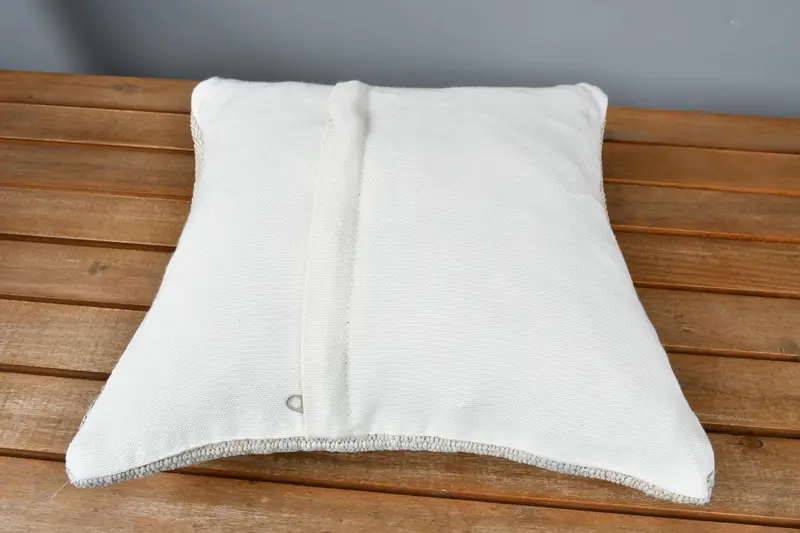 Boho Pillow, Ethnical Kilim Rug Pillow, Cushion, Comfy Throw Pillow, Kilim Pillow, Natural Pillow Cover, 14x14 Beige Cushion - 5