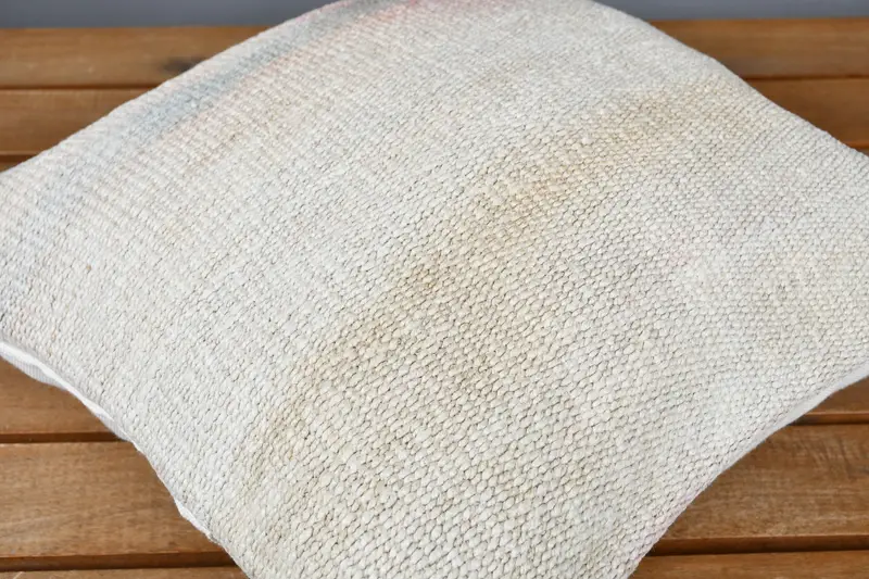 Boho Pillow, Ethnical Kilim Rug Pillow, Cushion, Comfy Throw Pillow, Kilim Pillow, Natural Pillow Cover, 14x14 Beige Cushion - 3