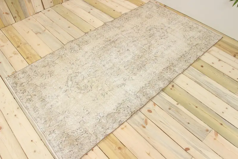 Vintage 3.6x6.7 ft Halı, Alan Türk Halısı, Gri Oryantal Yün Halı - 1