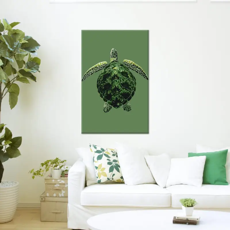 Moderne grüne Schildkrötenliebhaber-Leinwand für trendige Gamer-Schlafzimmer
