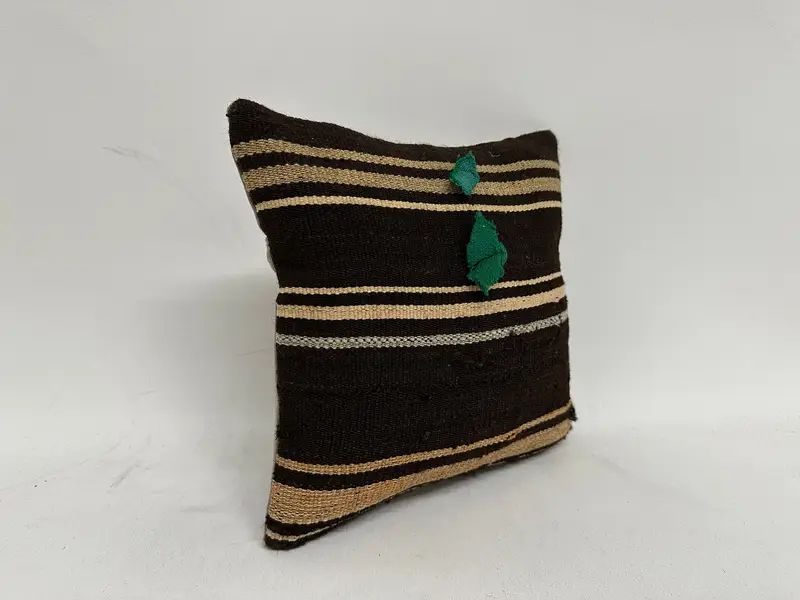 12x12 Brown Pillow Case, Handmade Pillow Sham, Turkish Pillow, Pillow Case, Pillow for Sofa, Ethnical Kilim Rug Pillow - 3