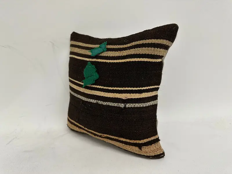 12x12 Brown Pillow Case, Handmade Pillow Sham, Turkish Pillow, Pillow Case, Pillow for Sofa, Ethnical Kilim Rug Pillow - 4