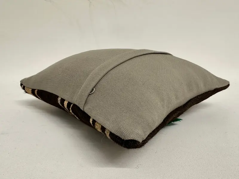 12x12 Brown Pillow Case, Handmade Pillow Sham, Turkish Pillow, Pillow Case, Pillow for Sofa, Ethnical Kilim Rug Pillow - 7