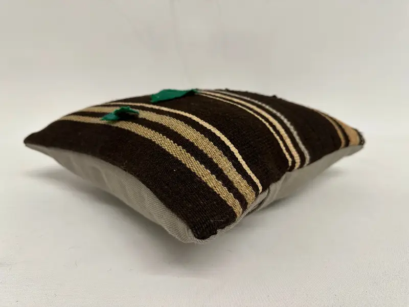 12x12 Brown Pillow Case, Handmade Pillow Sham, Turkish Pillow, Pillow Case, Pillow for Sofa, Ethnical Kilim Rug Pillow - 6
