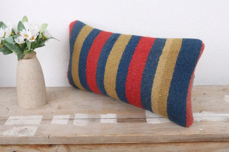 Bohemian Cushion Pillow Case, Couch Pillow Cover, Antique Pillows, Boho Pillow Sham Cover, Cushion, 8x16 Red Cushion Case, Kilim Pillow Cover - 4