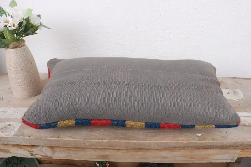 Bohemian Cushion Pillow Case, Couch Pillow Cover, Antique Pillows, Boho Pillow Sham Cover, Cushion, 8x16 Red Cushion Case, Kilim Pillow Cover - 7