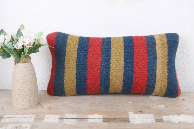 Bohemian Cushion Pillow Case, Couch Pillow Cover, Antique Pillows, Boho Pillow Sham Cover, Cushion, 8x16 Red Cushion Case, Kilim Pillow Cover - 2