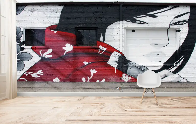 Zarif Soyut Kadın Sokak Baskılı Duvar Kağıdı - Alanınızı Dönüştürün