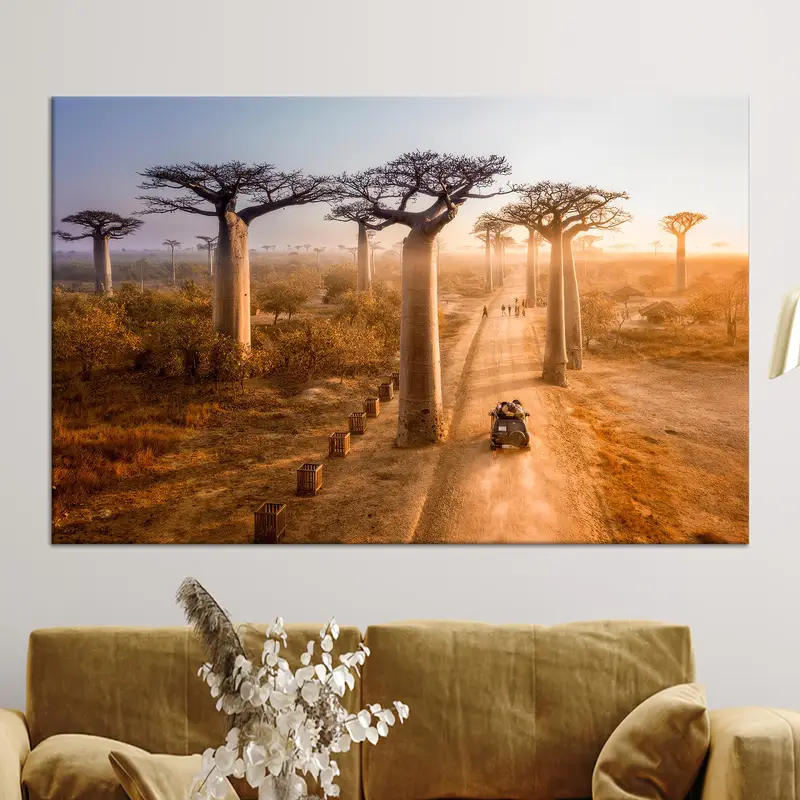 マダガスカルの木の風景キャンバス: ファームハウス エレガンス プリント アート