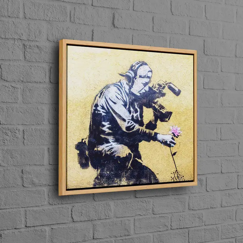 Zarif Banksy Çiçek Graffiti Kanvas - Sanatsal Ev Dekorasyonu