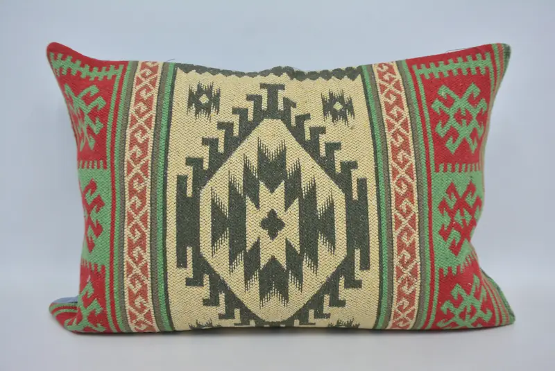 Kilim Pillow Cover, Pillow, Home Decor Pillow, Boho Chic Pillow Sham, Boho Pillow Sham Cover, Wholesale Pillow Sham, 20x28 Green Pillow Sham - 1