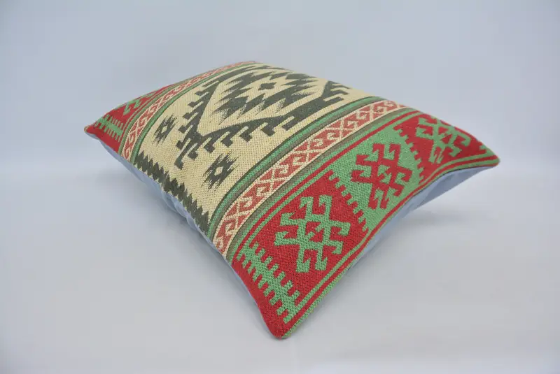 Kilim Pillow Cover, Pillow, Home Decor Pillow, Boho Chic Pillow Sham, Boho Pillow Sham Cover, Wholesale Pillow Sham, 20x28 Green Pillow Sham - 6