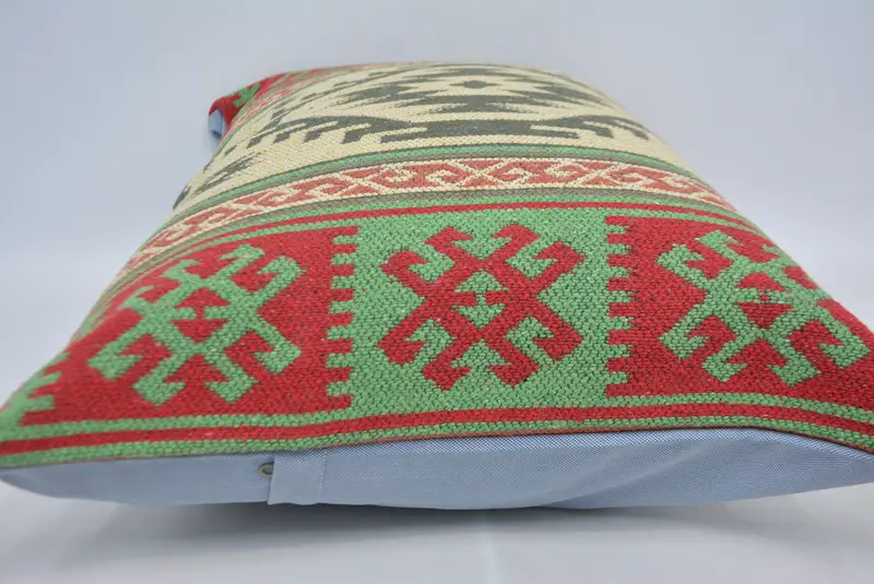 Kilim Pillow Cover, Pillow, Home Decor Pillow, Boho Chic Pillow Sham, Boho Pillow Sham Cover, Wholesale Pillow Sham, 20x28 Green Pillow Sham - 5