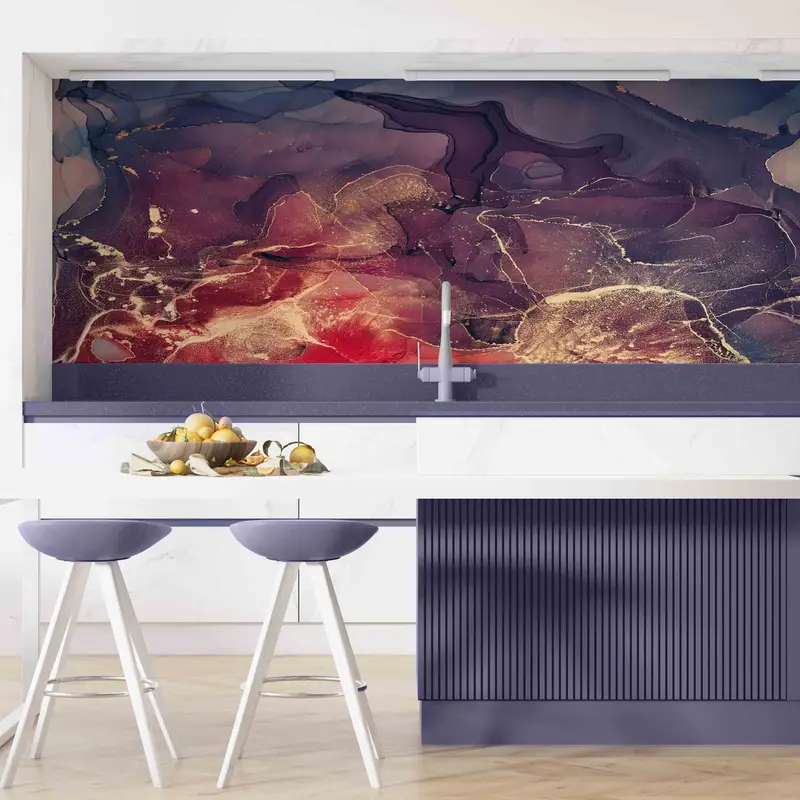 Stylish 3D Wallpaper, Wallpaper Border, Red Purple Marble Art, Gold Marble Mural, Personalized Wallpaper, Modern Wall Paper, Peel and Stick, - 6