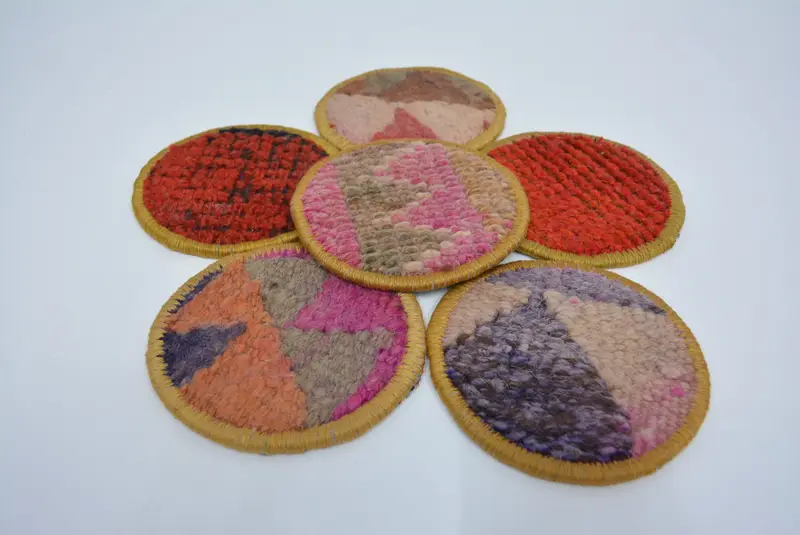 Posavasos rojo y naranja antideslizante, posavasos étnicos únicos