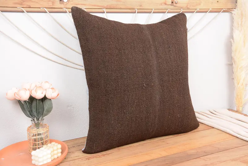 Braunes Southwestern besticktes Wurfkissen, Vintage handgemachtes Kissen