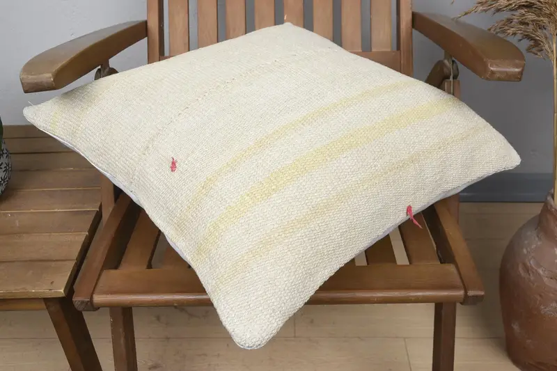 Gift Pillow, 20x20 Beige Pillow Cover, Cushion Case, Boho Pillow, Ethnical Kilim Rug Pillow, Bohemian Cushion Cushion Case - 4
