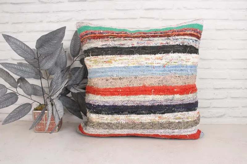 Vintage Pillow Sham, Gift Pillow, Pillow Case, Vintage Pillow, Nomadic Cushion, 24x24 Blue Cushion Cover, Indoor Pillow Case, Kilim Cushion Sham - 1
