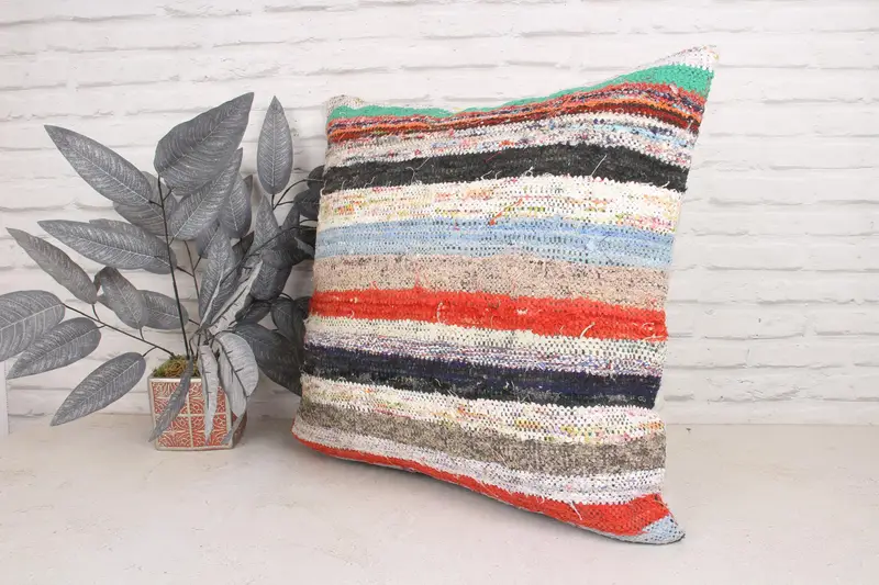 Vintage Pillow Sham, Gift Pillow, Pillow Case, Vintage Pillow, Nomadic Cushion, 24x24 Blue Cushion Cover, Indoor Pillow Case, Kilim Cushion Sham - 4
