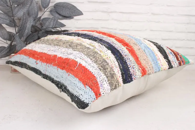 Vintage Pillow Sham, Gift Pillow, Pillow Case, Vintage Pillow, Nomadic Cushion, 24x24 Blue Cushion Cover, Indoor Pillow Case, Kilim Cushion Sham - 6