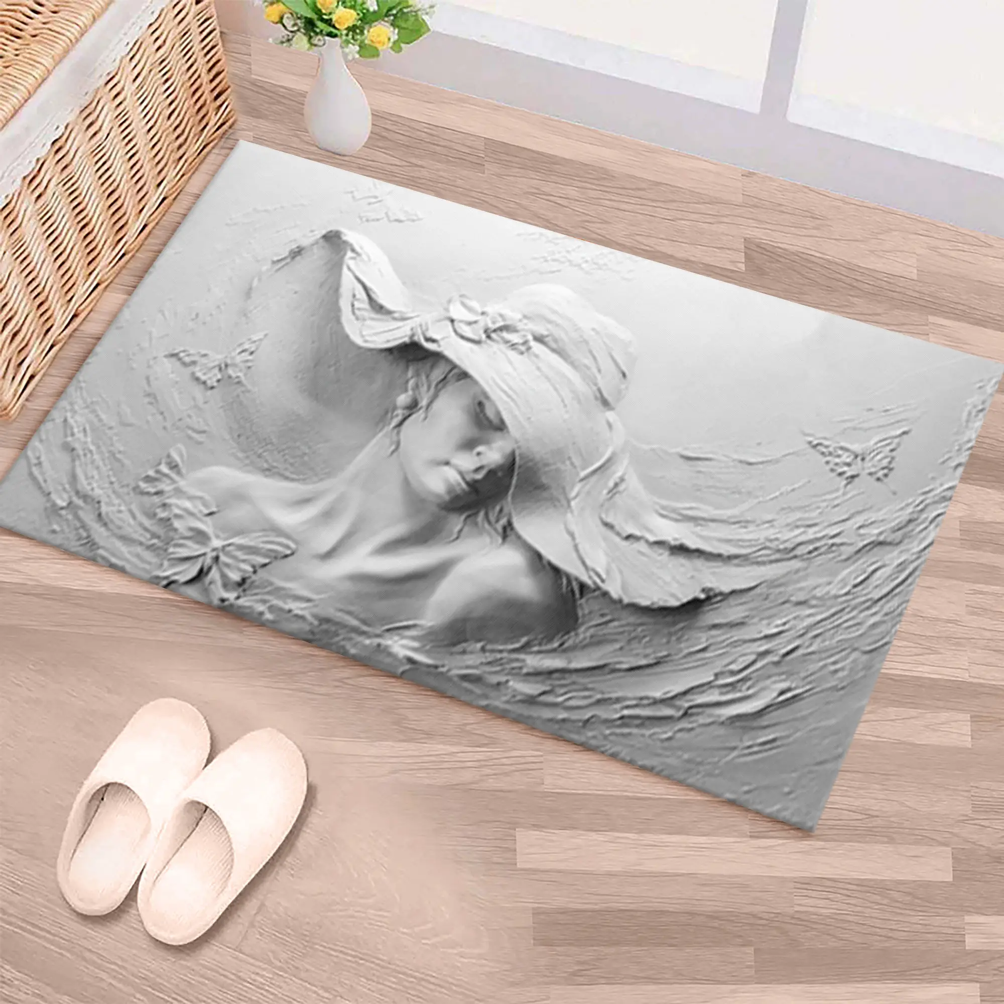 Trendy Abstract Woman 3D Stereoscopic Modern Printed Rug - 1