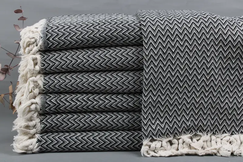 Large Turkish Throw Blanket Beige, 63x75 Inches