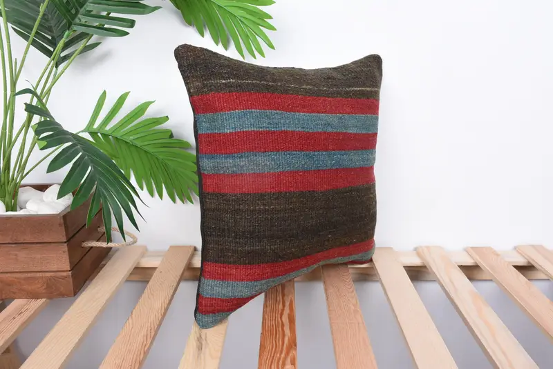 14x14 Red Cushion Case, Vintage Kilim Pillow, Cotton Pillow Cover, Gift Pillow, Car Pillow Case, Pillow Cover, Vintage Pillow - 4