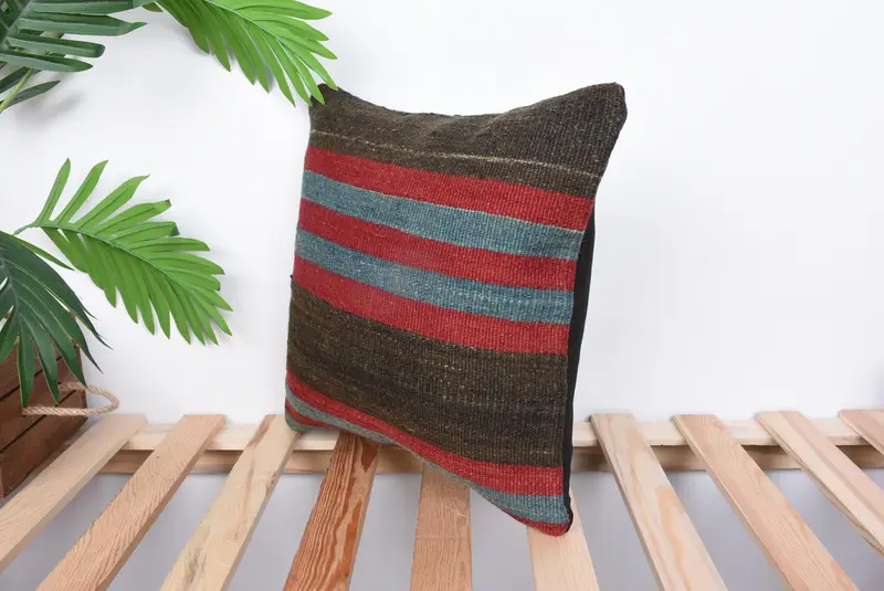 14x14 Red Cushion Case, Vintage Kilim Pillow, Cotton Pillow Cover, Gift Pillow, Car Pillow Case, Pillow Cover, Vintage Pillow - 5