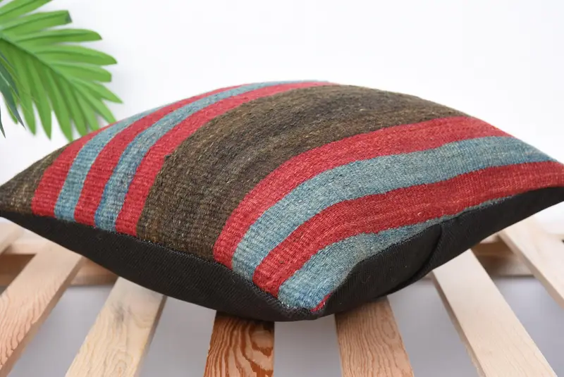 14x14 Red Cushion Case, Vintage Kilim Pillow, Cotton Pillow Cover, Gift Pillow, Car Pillow Case, Pillow Cover, Vintage Pillow - 6