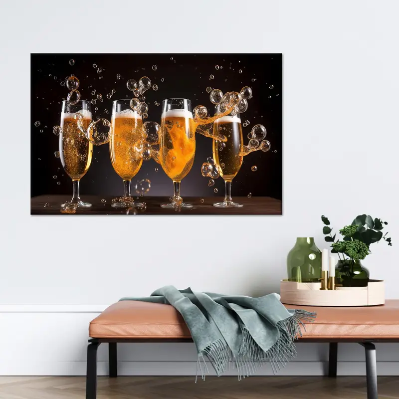 Elegant Pub Scene Canvas: Printed Artwork for Your Kitchen