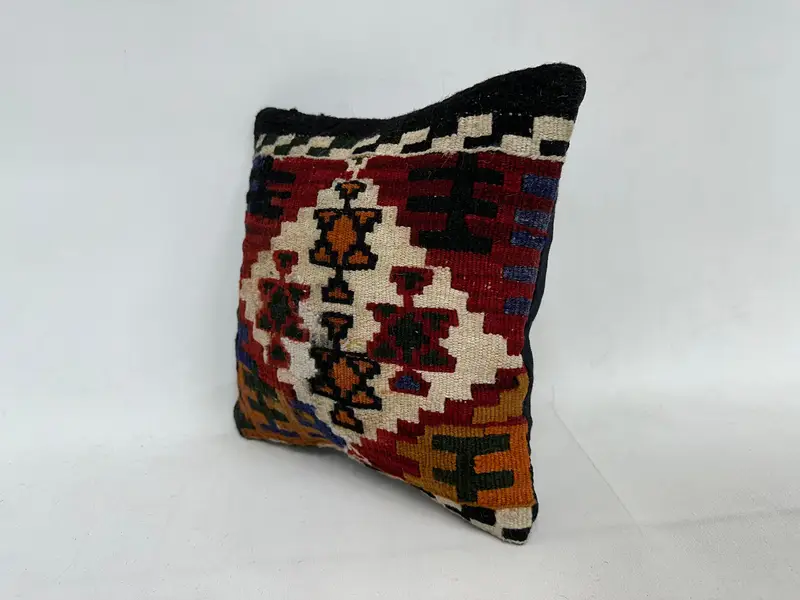 12x12 Red Cushion Case, Boho Pillow, Kilim Pillow Cover, Christmas Cushion Cover, Cushion, Christmas Pillow Cover, Vintage Kilim Throw Pillow - 4