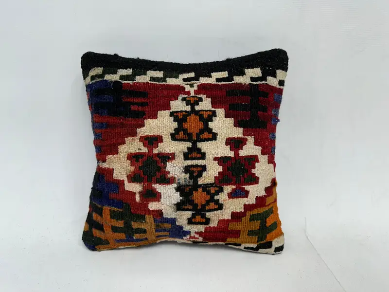 12x12 Red Cushion Case, Boho Pillow, Kilim Pillow Cover, Christmas Cushion Cover, Cushion, Christmas Pillow Cover, Vintage Kilim Throw Pillow - 1