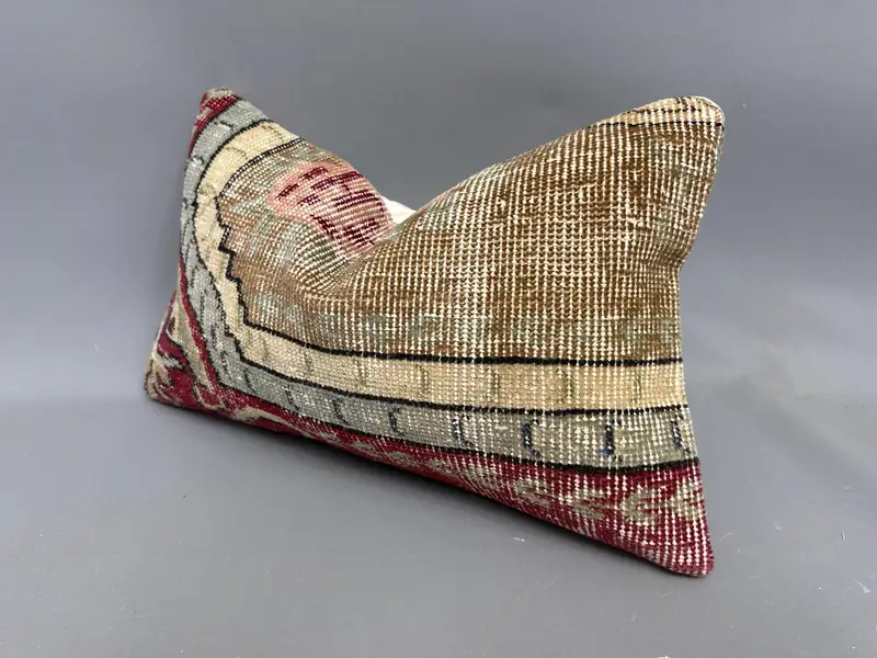 Kilim Pillow, 12x20 Red Pillow Case, Ethnic Pillow Case, Vintage Kilim Pillow, Cushion Cover, Turkish Kilim Pillow, Outdoor Pillow Cover - 3