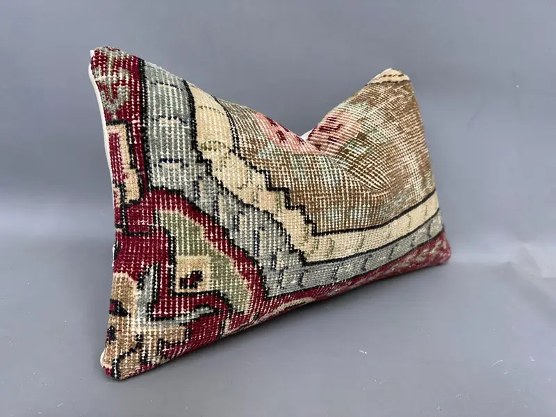 Kilim Pillow, 12x20 Red Pillow Case, Ethnic Pillow Case, Vintage Kilim Pillow, Cushion Cover, Turkish Kilim Pillow, Outdoor Pillow Cover - 2