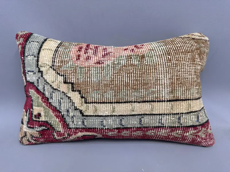 Kilim Pillow, 12x20 Red Pillow Case, Ethnic Pillow Case, Vintage Kilim Pillow, Cushion Cover, Turkish Kilim Pillow, Outdoor Pillow Cover - 4