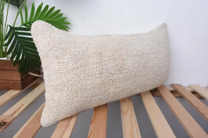 12x24 Beige Cushion Case, Ottoman Cushion Case, Handmade Kilim Cushion, Interior Designer Pillow, Antique Pillows, Pillow Sham - 5