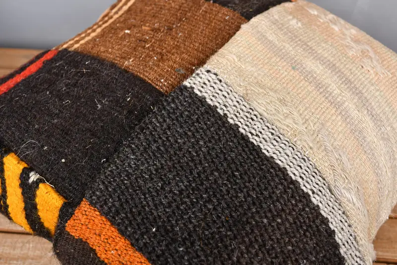 Boho Pillow, Lounge Throw Pillow, Vintage Pillow, Art Deco Pillow Case, 20x20 Black Pillow Case, Vintage Kilim Pillow, Cushion Case - 3