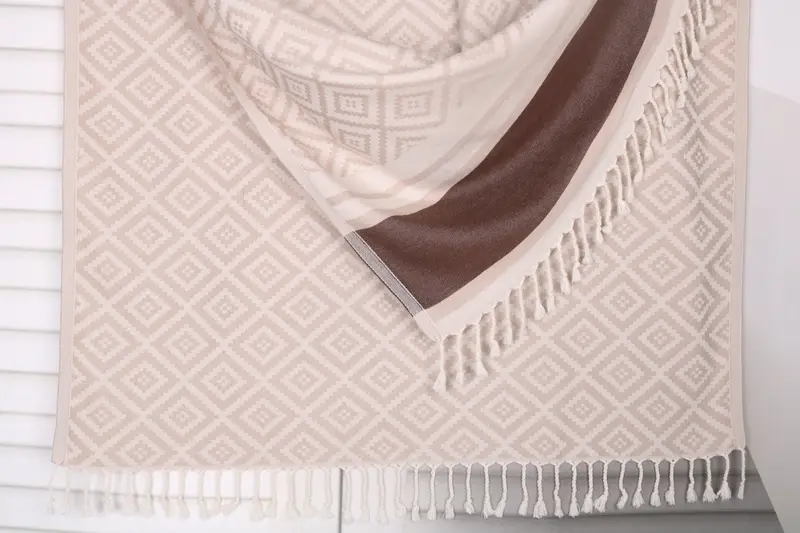 Sun Design Towel Custom Beach Towel Light Beige-Brown 36x69 Inches