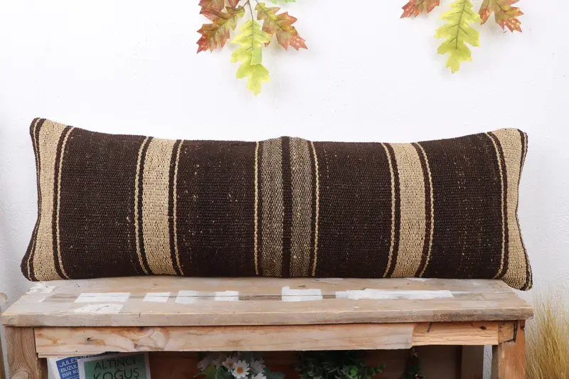 Kilim Pillow Cover, Anatolian Cushion, Throw Kilim Pillow, 12x36 Beige Cushion Case, Pattern Throw Cushion, Interior Designer Pillow, Pillow Sham - 2