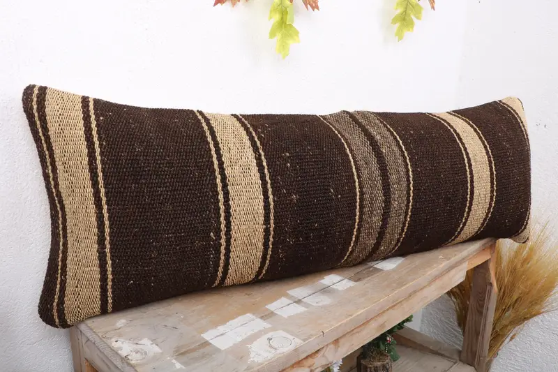 Kilim Pillow Cover, Anatolian Cushion, Throw Kilim Pillow, 12x36 Beige Cushion Case, Pattern Throw Cushion, Interior Designer Pillow, Pillow Sham - 4