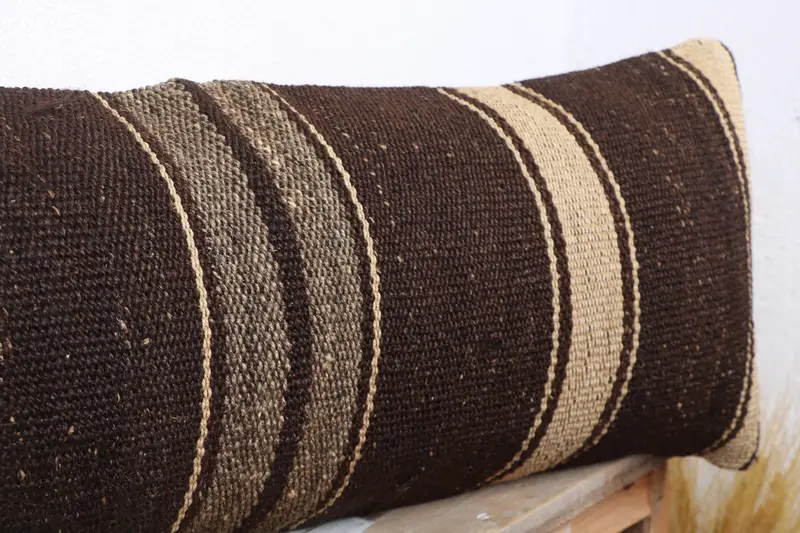 Kilim Pillow Cover, Anatolian Cushion, Throw Kilim Pillow, 12x36 Beige Cushion Case, Pattern Throw Cushion, Interior Designer Pillow, Pillow Sham - 5