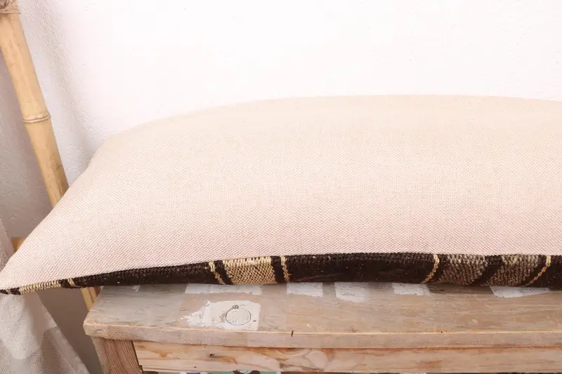 Kilim Pillow Cover, Anatolian Cushion, Throw Kilim Pillow, 12x36 Beige Cushion Case, Pattern Throw Cushion, Interior Designer Pillow, Pillow Sham - 7